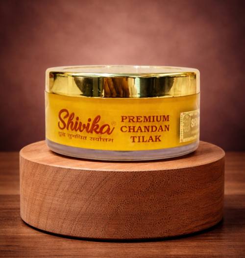 premium yellow chandan tilak for puja with pure sandalwood paste